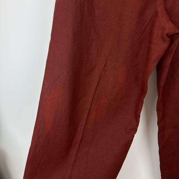 Madewell Slouchy Straight Pants in 100% Linen Henna Brown Relaxed US 10 NWT - Picture 15 of 15